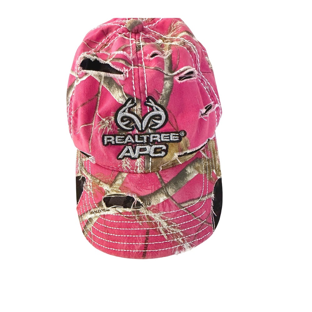 Realtree APC Pink Camo Distressed Baseball Cap Signatures Hunting Hat Women